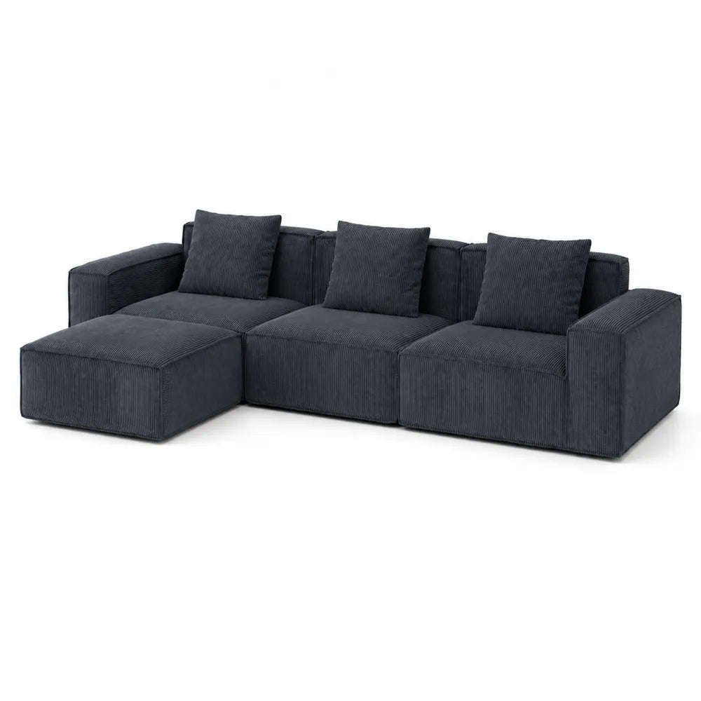 Narożnik modułowy z tkaniny sztruksowej ciemnoszary 300x200x80 cm