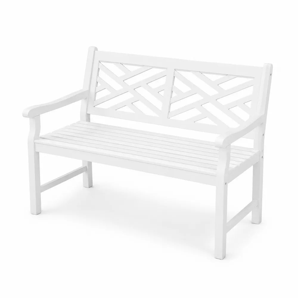Ławka z drewna akacjowego biała 120 cm