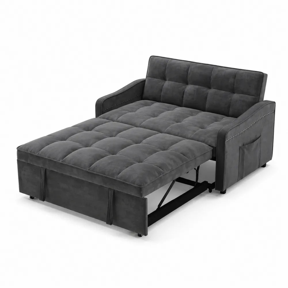 Sofa welurowa rozkładana Ciemnoszara