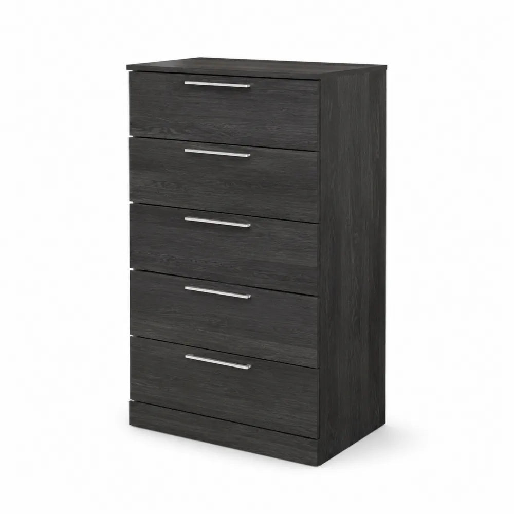 Komoda z płyty wiórowej laminowanej z 5 szufladami, czarna