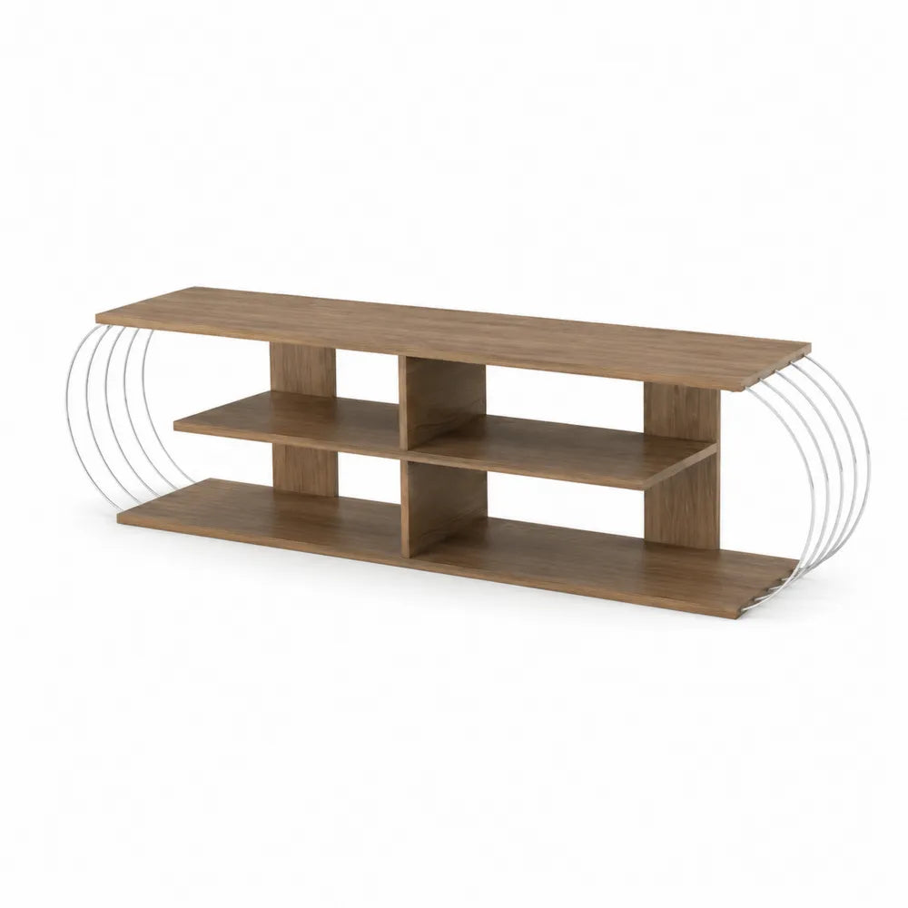 Szafka RTV z płyty wiórowej i stali z półkami 120x40x50 cm