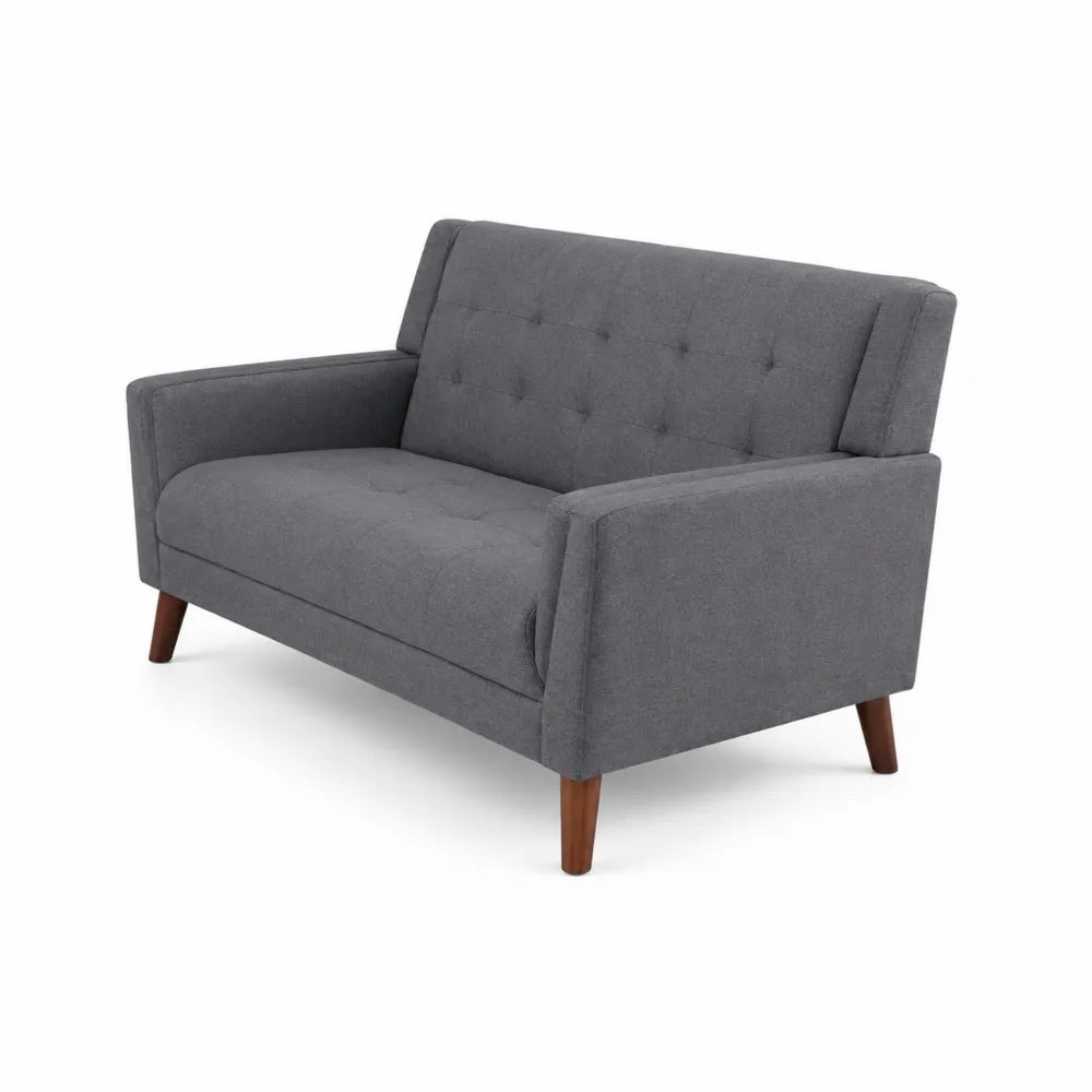 Sofa dwuosobowa z tkaniny poliestrowej z drewnianymi nogami