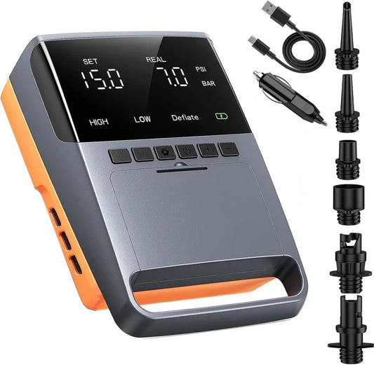 Elektryczna pompa SUP 13500 mAh, 20 psi, 12 V, wielofunkcyjna pompa z 6 dyszami do materacy, łodzi i kajaków