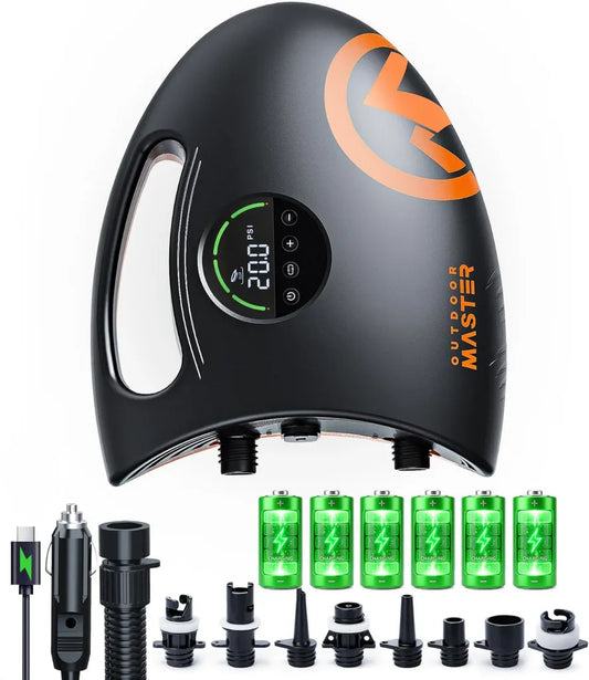 Elektryczna pompa SUP OutdoorMaster Shark 2S z akumulatorem 88,8 Wh, 20 PSI