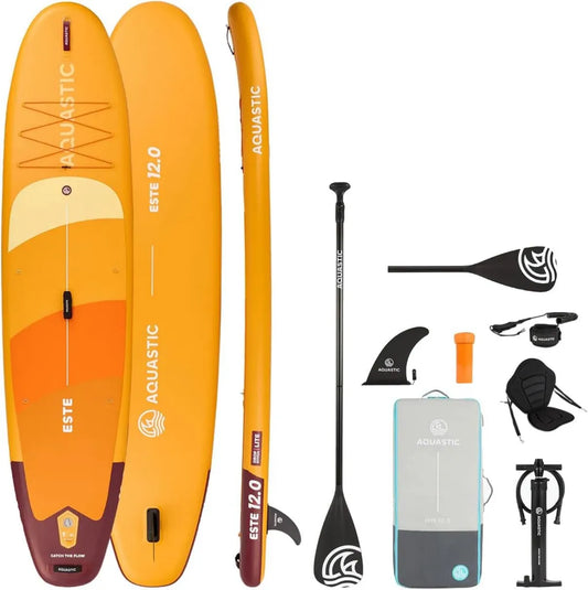 Deska SUP AQUASTIC 12'0' z funkcją kajaka, 390L, 170kg, zestaw z wiosłem i plecakiem