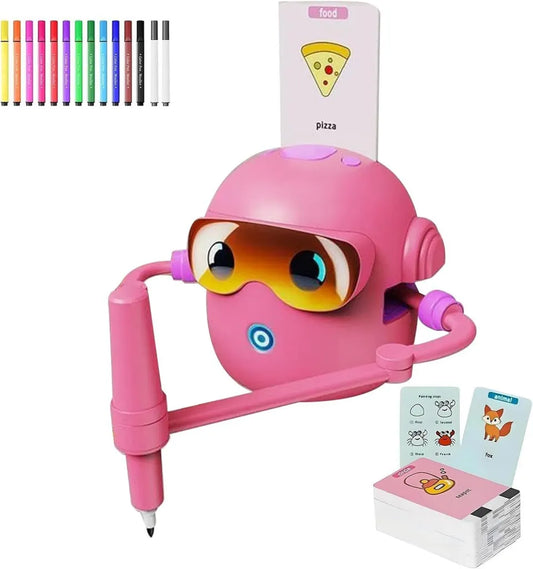 Robot rysunkowy z kartami edukacyjnymi dla dzieci i rodziny
