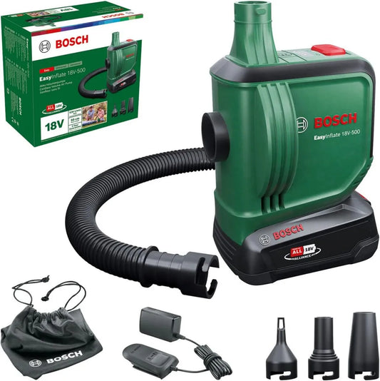 Akumulatorowa pompka Bosch Easyinflate 18V-500, czarno-zielona, 700g