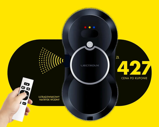 LIECTROUX HCR10 Automatyczny robot do mycia okien z nawigacją i spryskiwaczem, Zdalne sterowanie, Czarny