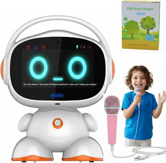 Interaktywny robot edukacyjny AI z ekranem LCD, biały, dla dzieci 1-16 lat, 20x15x20 cm