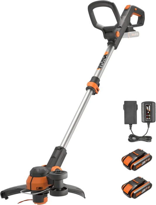 Bezprzewodowa podkaszarka WORX WG163E 20V z automatycznym podajnikiem i 2 akumulatorami, czarna