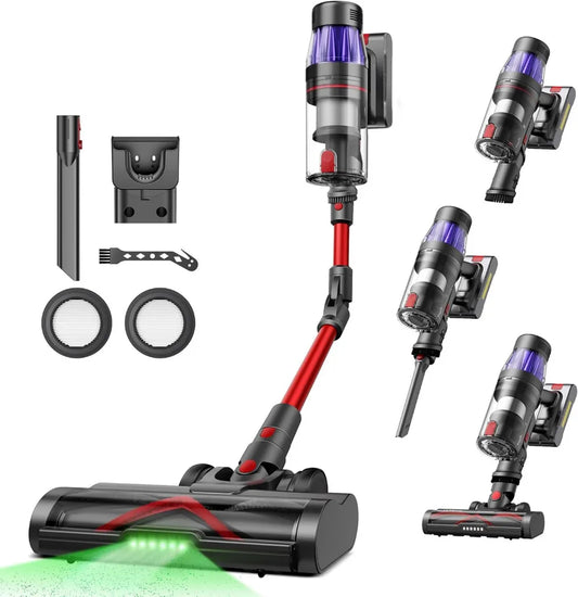 Ultenic Bezprzewodowy odkurzacz 50 kPa z 60-minutowym czasem pracy, model U16 z elastyczną rączką i szczotką LED, idealny do wszystkich powierzchni i sierści zwierząt