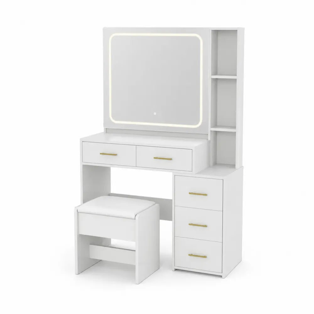 Toaletka z lustrem LED i szufladami z MDF