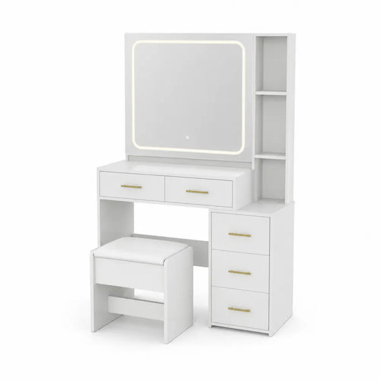 Toaletka z lustrem LED i szufladami z MDF