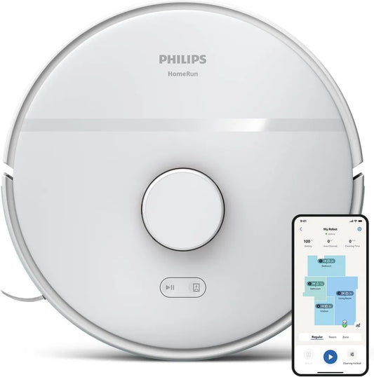 Philips HomeRun 2000: Robot sprzątający z mopem, 2700 Pa, 130 min, laser, dywany, sterowanie aplikacją, Biały (XU2000/20)