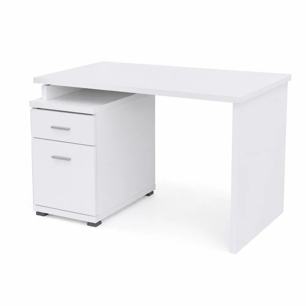 Biurko narożne z szufladami z MDF białe 120x60 cm