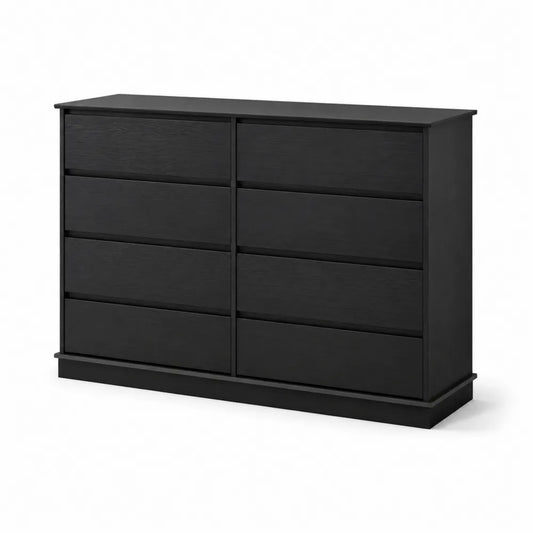 Komoda z 8 szufladami, Czarna, Płyta MDF