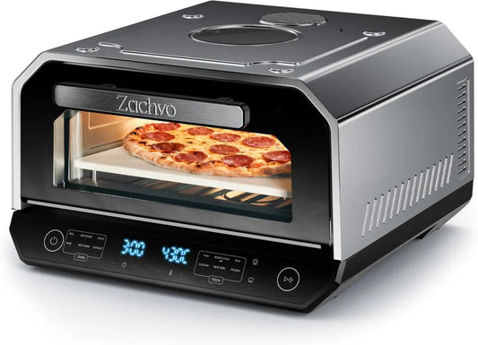 Profesjonalny piec elektryczny do pizzy 450°C z szybą - idealny do pizzy neapolitańskiej w 90 sekund, z oświetleniem wewnętrznym i 13 programami