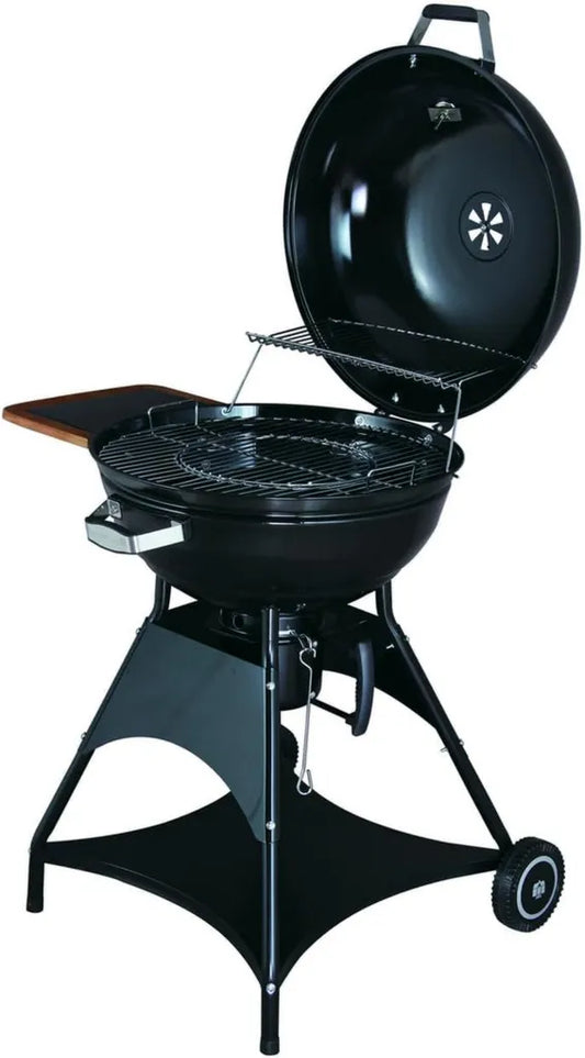Grill węglowy Tarrington House Burnaby z półką, mobilny, stalowy, czarny, Ø 53 cm