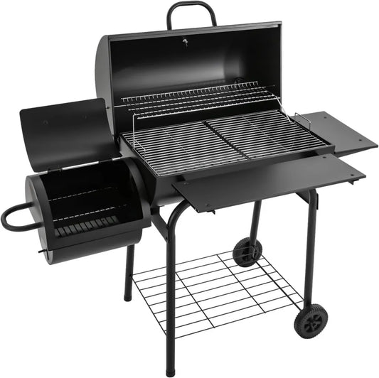 Duży grill węglowy z termometrem i pojemnikiem na popiół, idealny na piknik i imprezy