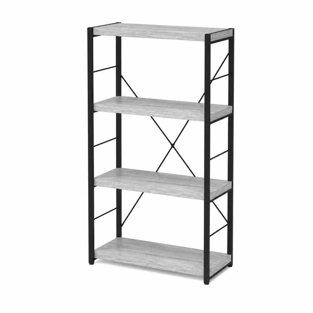 Regał metalowy z półkami z płyty wiórowej 4 poziomy 150 cm