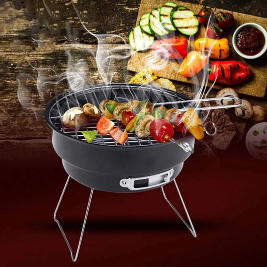 Przenośny Grill Ogrodowy z Wędzarnią na Węgiel, Idealny na Wycieczki dla 1-2 Osób