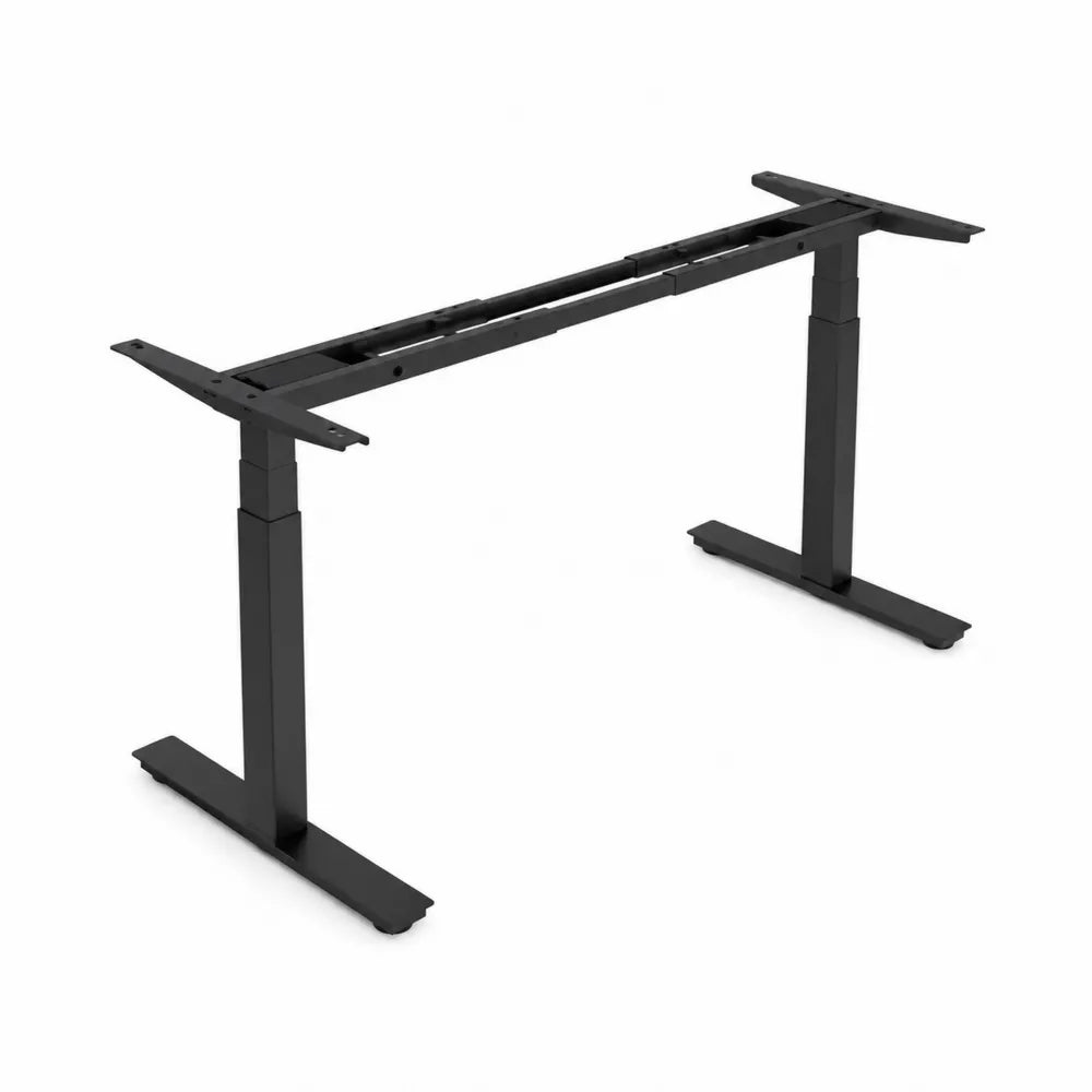 Czarne metalowe regulowane biurko elektryczne ze stali, wysokość 70-120 cm
