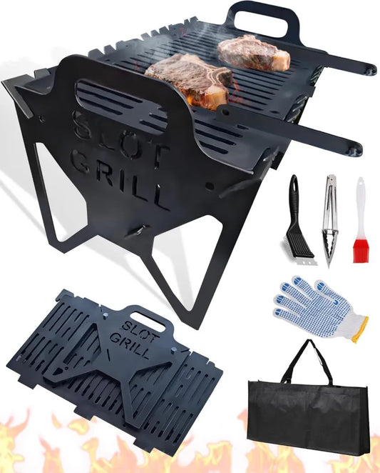 Mobilny grill węglowy do biwakowania i grillowania na świeżym powietrzu, łatwa instalacja i trwała konstrukcja