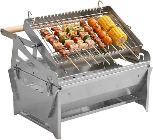 Przenośny grill węglowy ze stali nierdzewnej na kemping i piknik