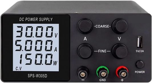 SPS-W305D Regulowany zasilacz laboratoryjny DC i zasilacz stołowy, z USB-C, 30V, 10A, do testów elektroniki i napraw