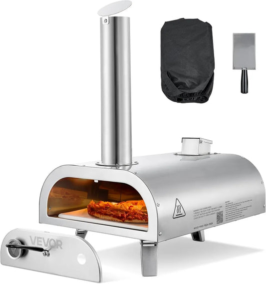 VEVOR Przenośny Piec do Pizzy na Pellet 12 cali ze Stali Nierdzewnej z Termometrem i Akcesoriami