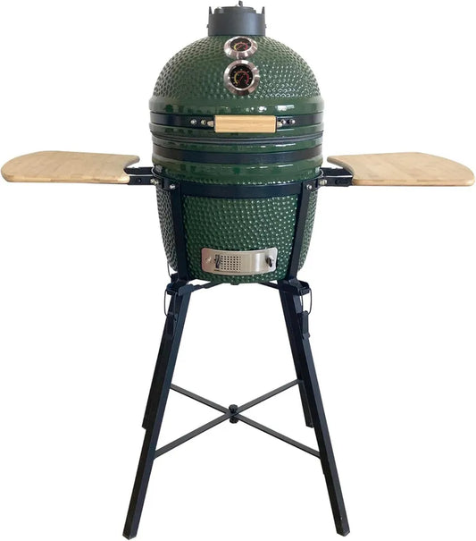YNNI Kamado Grill Ceramiczny z Wózkiem i Stolikiem Bocznym