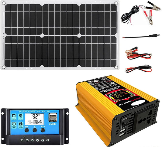 wodoodporny do podróży kamperem, dwa porty, Zestaw 1 zestawu solarnego 6000 W z panelem 18 W i kontrolerem 30 A