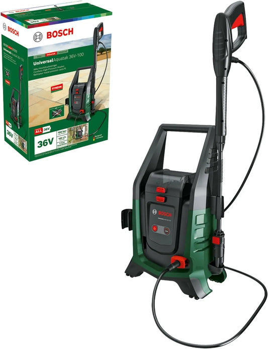 Bosch akumulatorowa i mobilna myjka wysokociśnieniowa UniversalAquatak 36V-100 do prac porządkowych: akumulatorowy, mobilna konstrukcja