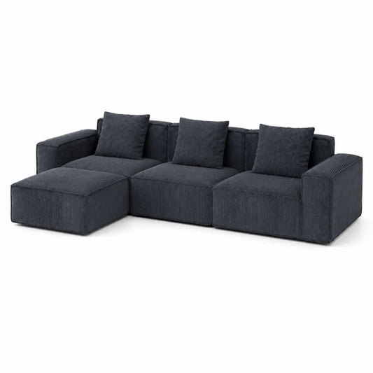Narożnik modułowy z tkaniny sztruksowej ciemnoszary 300x200x80 cm
