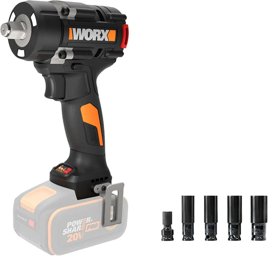 WORX WX273.9 akumulatorowa wkrętarka udarowa 20 V, akumulatorowy, silnik bezszczotkowy, wyświetlacz LED, zasilanie akumulatorowe, 3 poziomy, 600 Nm