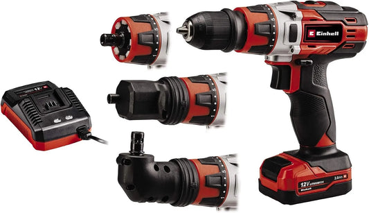 Einhell CD 12 Zestaw wiertarko-wkrętarki akumulatorowej TE-CD 12/1 3X-Li 12 V – akumulatorowy, zasilanie akumulatorowe, 2,0 Ah