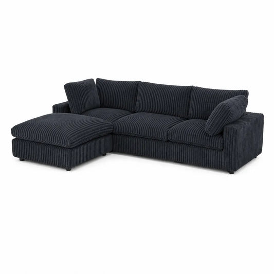 Narożna sofa sztruksowa czarna