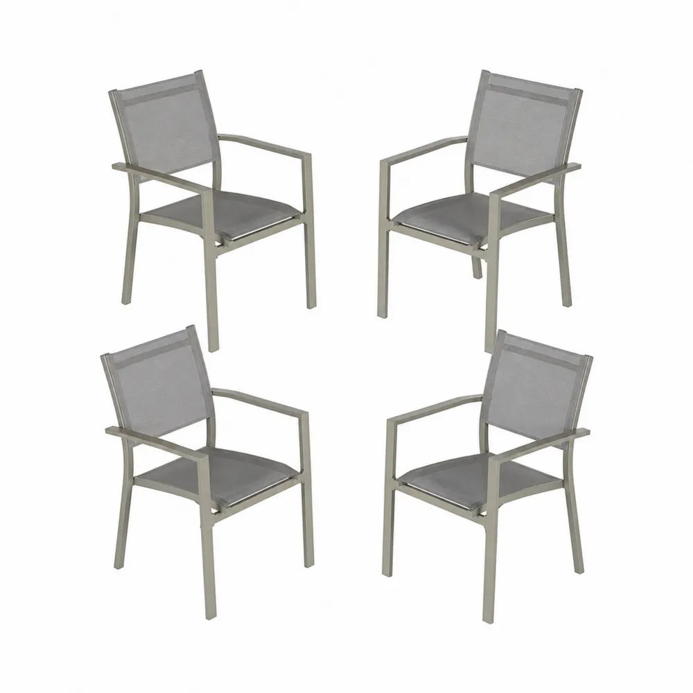 Zestaw 4 Krzeseł z Aluminium i Tkaniny, Szary
