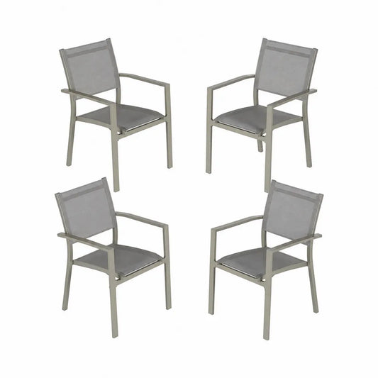 Zestaw 4 Krzeseł z Aluminium i Tkaniny, Szary