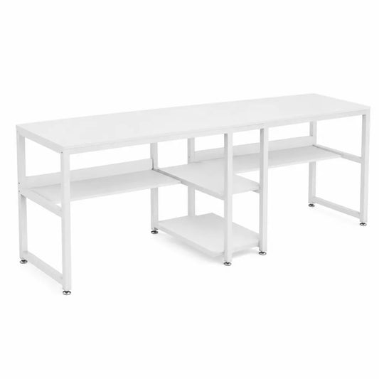 Biurko metalowe i MDF, Białe, 150x60x75 cm