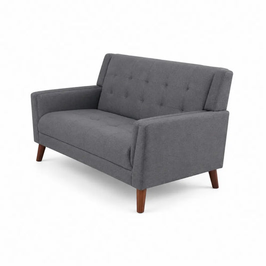 Sofa dwuosobowa z tkaniny poliestrowej z drewnianymi nogami