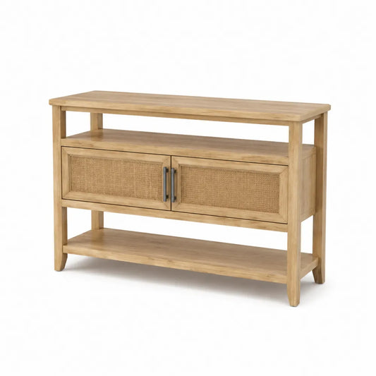 Konsola Drewniana z Rattanowym Frontem 120x40x80 cm